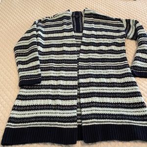 Talbots Navy and Seafoam thigh length cardigan petite M